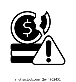 Glifo de Risco de Ativo, mini ícone de ilustração. use para conceito moderno, impressão, interface do usuário, kit UX, desenvolvimento de Web e aplicativos. Vetor relacionado com gestão de riscos, negócios, finanças.

