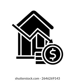Asset Risk glyph, mini illustration icon. use for modern concept, print, UI, UX kit, web and app development. Vector related to risk management, business, finance.
