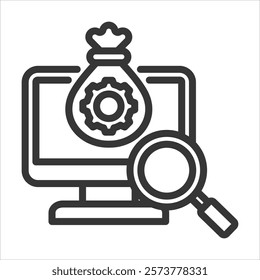 Asset Search Outline Icon Vector Illustration