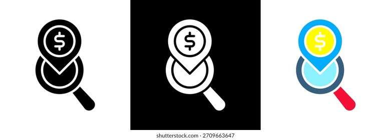 Conjunto de iconos de seguimiento de activos Ilustración vectorial de glifos