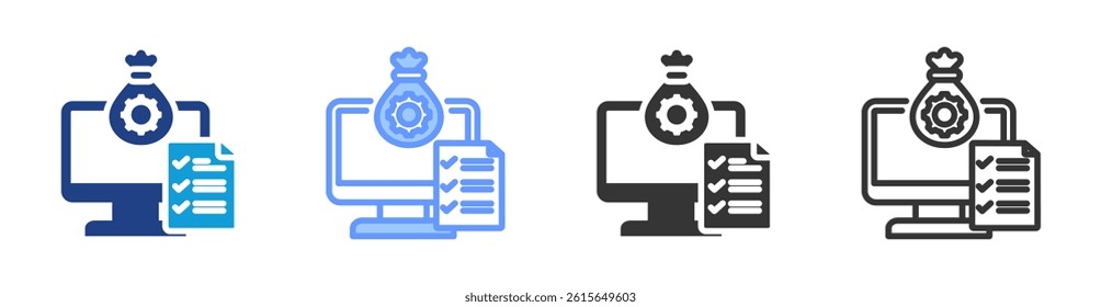 Asset Usage Analytics icon set multiple style collection