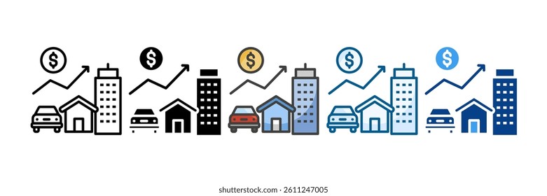 Asset Valuation Icon Set Multiple Style Collection