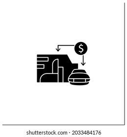 Symbol für den Wert des Objekts Anzeige des Gesamtvermögenswerts von Gesellschaft oder Organisation. Auto, Unternehmen. Geschäftskonzept. Flat Schild. Isolierte Silhouette, Vektorgrafik