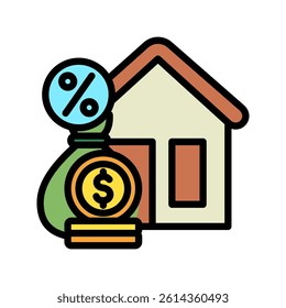 Asset Value mini illustration colored outline icon, use for taxation, economy, business, finance, UI, UX kit, app and web development, digital or print.