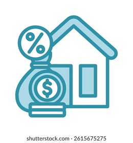 Asset Value mini illustration dual tone blue color icon, use for taxation, economy, business, finance, UI, UX kit, app and web development, digital or print.