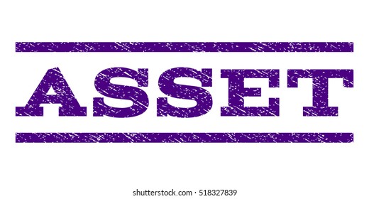Asset watermark stamp. Text caption between horizontal parallel lines with grunge design style. Rubber seal stamp with scratched texture. Vector indigo blue color ink imprint on a white background.