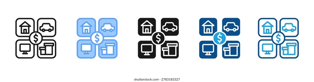 Asset web icon with multiple style collection