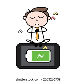 asset of a young businessman cartoon character who is charging himself to get back to work
