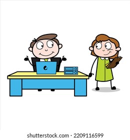 asset of a young businessman cartoon character discussing with his coworkers
