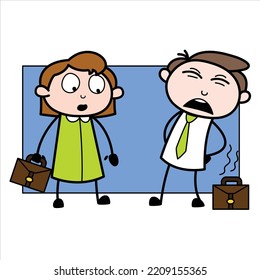 asset of a young businessman cartoon character having back pain
