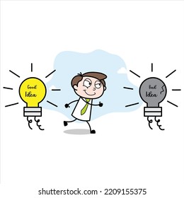 asset of a young businessman cartoon character going to a bad idea
