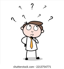 asset of a young businessman cartoon character looking confused
