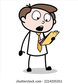 asset of a young businessman cartoon character who is shocked when he sees the data
