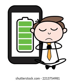 asset of a young entrepreneur cartoon character whose power is full