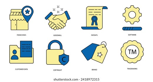 assets business icons set . assets business pack symbol vector elements for infographic web