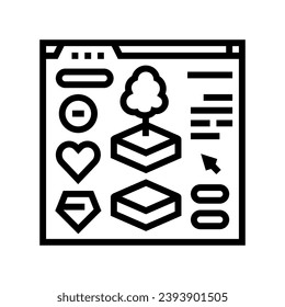vector de icono de línea de desarrollo de juegos de activos. signo de desarrollo de juegos de activos. símbolo de contorno aislado ilustración negra
