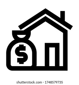 Assets Icon, House, Money Bag, Icon Outline Vector