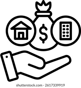 Assets Icon Line Vector Illustration