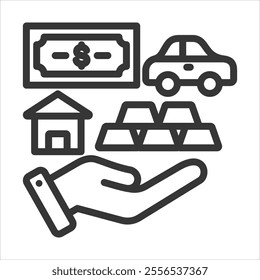 Assets Outline Icon Vector Illustration