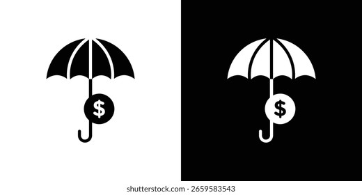 Icono de protección de activos en conjunto de Vector sólido negro plano