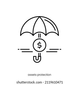assets protection icon. Outline style icon design isolated on white background