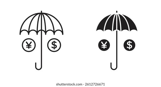 assets protection icons in black fill and line style