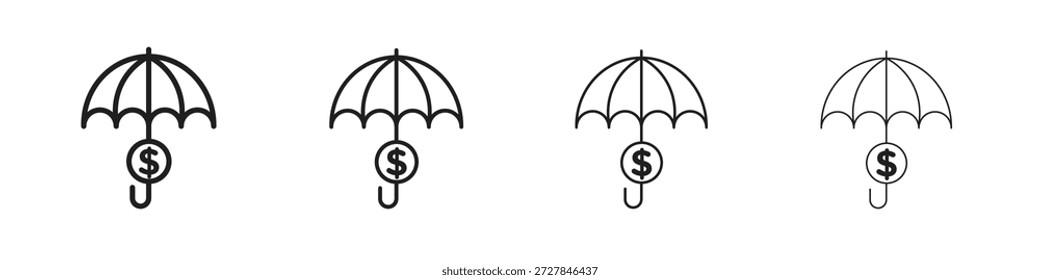colección de Vector de línea de iconos de protección de activos. Icono de Vector perfecto de píxeles