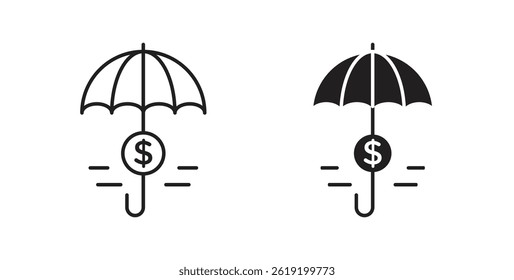 assets protection icons set in black colors on white background