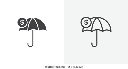 assets protection icons vectors illustrations in black fill and liner versions