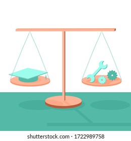 Assets Scales Balance Between Knowledge Experience Stock Vector ...
