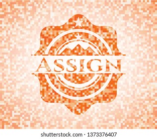Assign abstract orange mosaic emblem