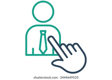 assign icon. hand touch with people. icon related to action plan, business. line icon style. business element illustration