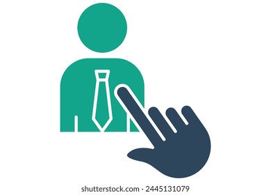 assign icon. hand touch with people. icon related to action plan, business. solid icon style. business element illustration