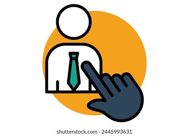 assign icon. hand touch with people. icon related to action plan, business. flat line icon style. business element illustration