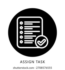 Assign Task Rounded Color Icon Mini Illustration Icon. Use For Modern Concept, Print, Ui, Ux Kit, Web And App Development. Vector Related To Office, Education, Examination And More