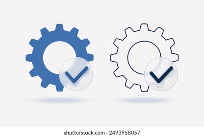 Assigned task icon with gear isolated on white background. Vector illustration.