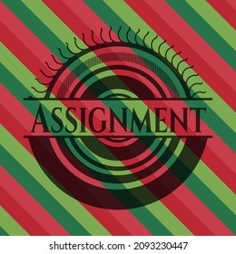 Insignia de estilo navideño de asignación. Ilustración vectorial. Detallado. 
