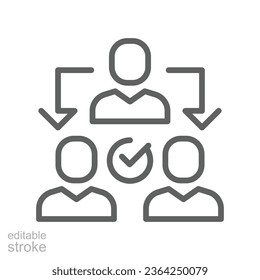 Assignment, Delegate, Delegating, Distribution Business line icon. assistant group management. team work transfer job communication Logo solid vector illustration design on white background. EPS 10