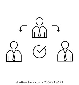 Assignment, Delegate, Delegating, Distribution Business line icon. assistant group management. team work transfer job communication Logo solid