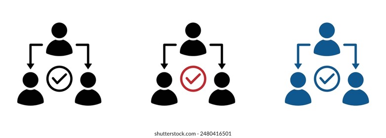 Assignment, Delegate, Delegating, Distribution vector illustration set. Assignment vector icons