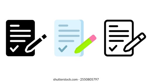 Ícone do documento de atribuição. Sinal de papel comercial. Símbolo do contrato. Pictograma do contrato. Ilustração de cor aprovada por informações.