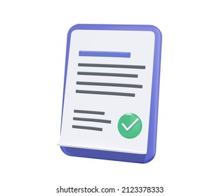 Assignment done icon. Clipboard, checklist symbol. 3d vector illustration. Clipboard with checklist icon. Flat illustration of clipboard with checklist icon for web. 3D free to edit. To do list icon.