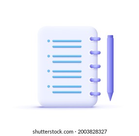 Assignment icon. Clipboard, checklist, document symbol. 3d vector illustration.