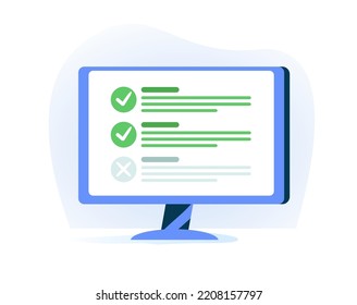 Assignment icon. Efficient work. Project task management and effective time planning tools. Project development icon. Work organizer. Сomputer screen, checklist, document. Modern vector illustration