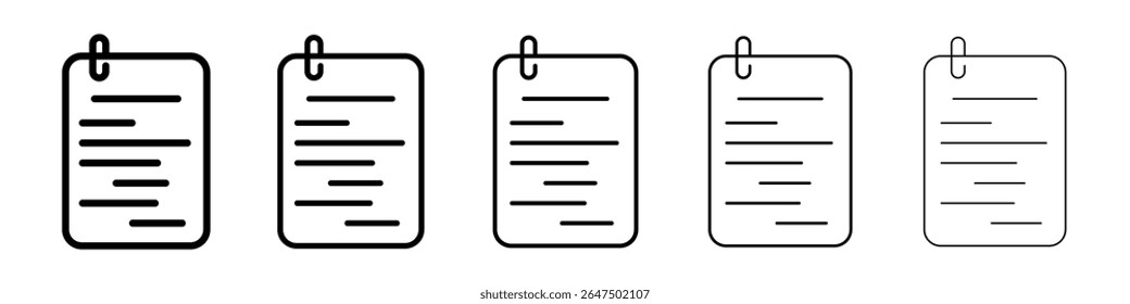 Ícone de atribuição conjunto de gráficos. estilo de linha de traçado moderno