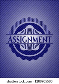 Assignment jean or denim emblem or badge background