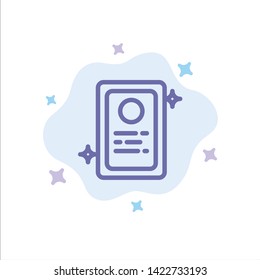 Assignment, Job Application, Test Blue Icon on Abstract Cloud Background