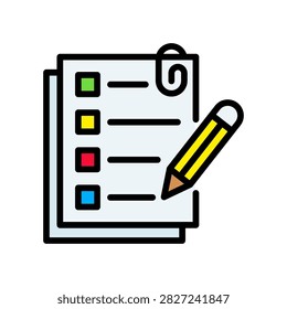 Assignment lineal color icon Vector Illustration