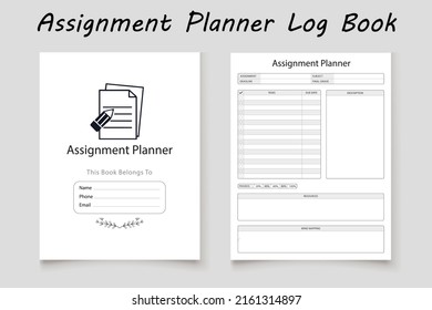 Assignment logbook planner template design for KDP Interior. Low content KDP interior