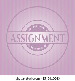 Assignment pink emblem. Retro. Vector Illustration. Detailed.